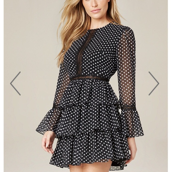 bebe Dresses & Skirts - Bebe Ruffle Tiered Print Dress
